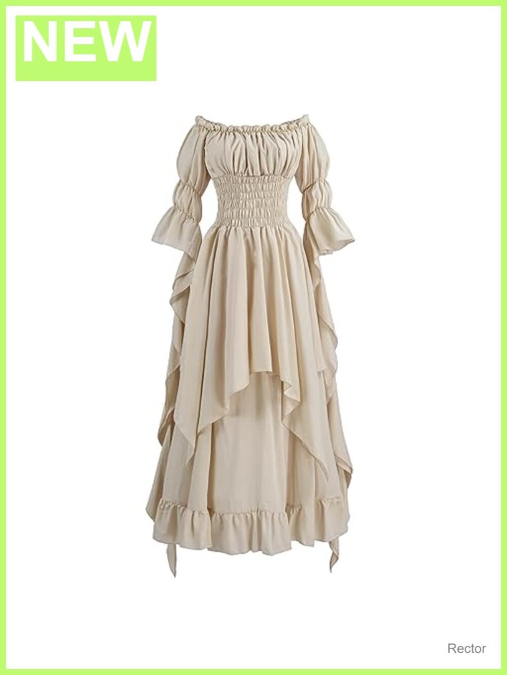 Women Renaissance Medieval Costume Dress Off Shoulder Cotton Victorian Peasant